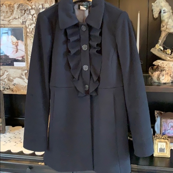 J. Crew Wool Ruffle Trim Front Coat - Picture 1 of 6